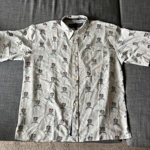Y2K Phat Farm Button Up Shirt Short Sleeve‎ Graphic Print Casual L